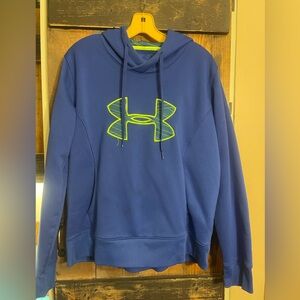 Under Armour Men's or wonens Blue Hoodie with Neon Logo like new